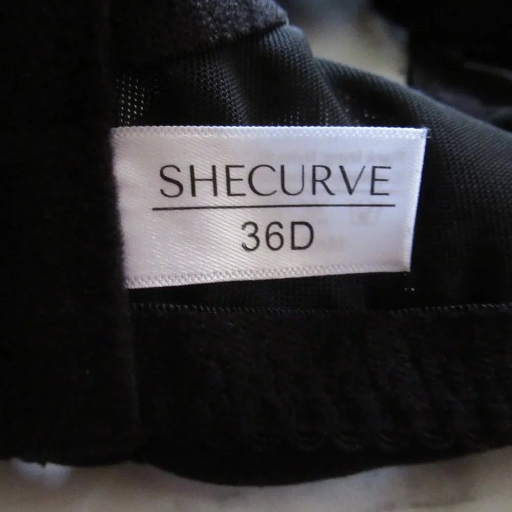 She Curve Bra 36D‎ Black Sheer Underwire Back Closure